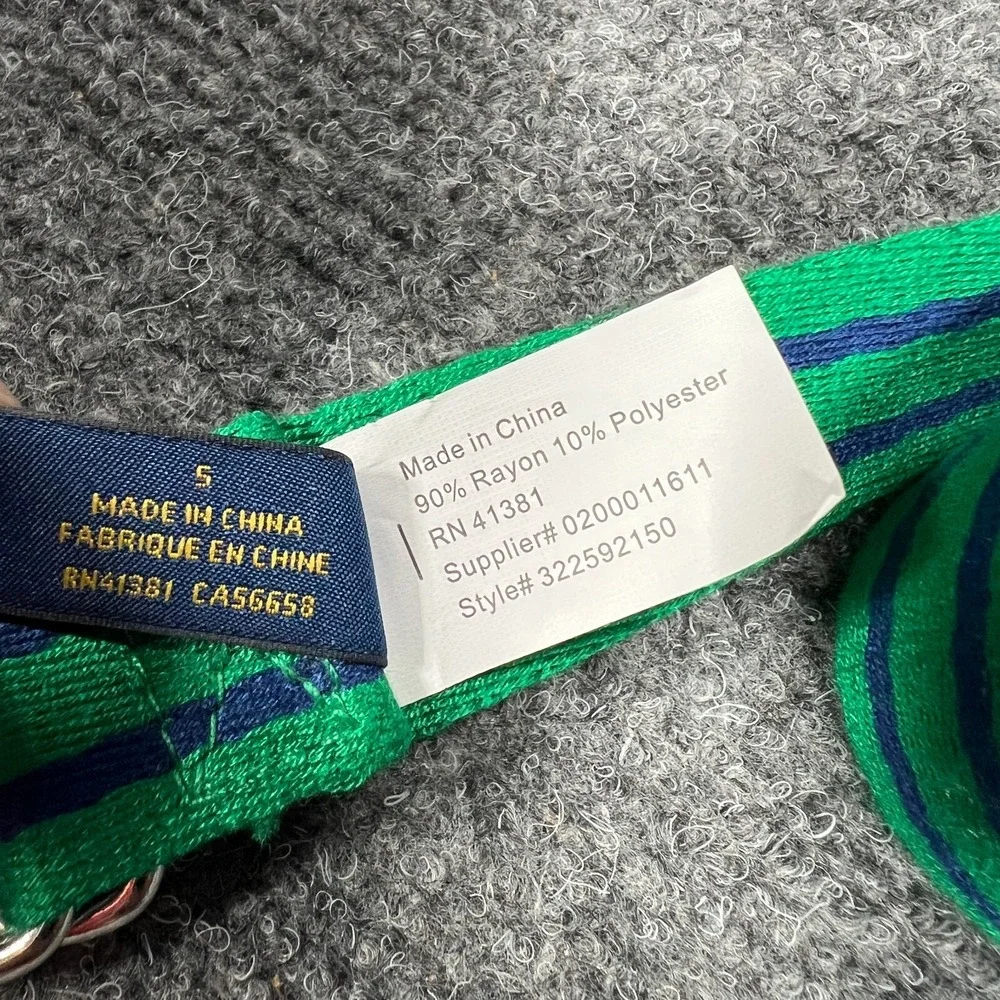 Polo Ralph‎ Lauren Belt Youth Boys Green Blue Striped Woven D Ring 27 Inch